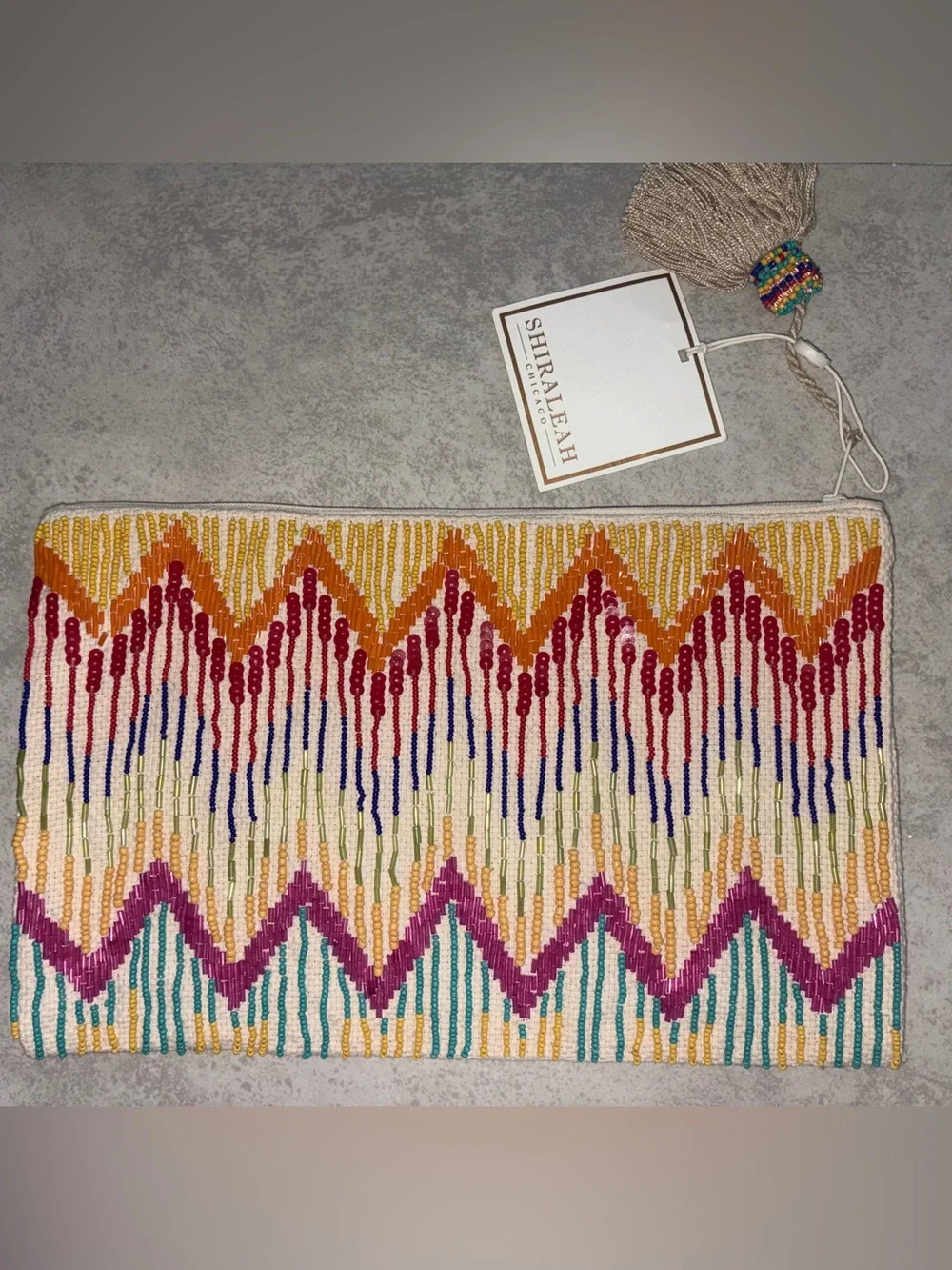 NWT Shiraleah Beaded Colorful Zip Pouch